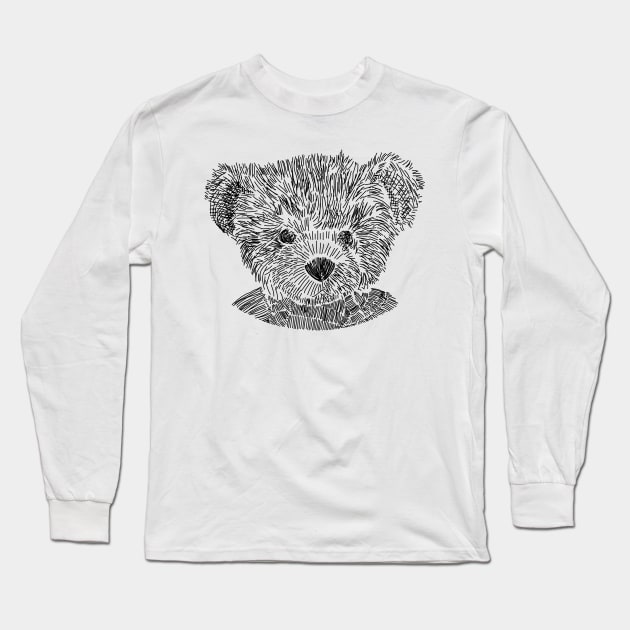 Teddy Bear Sketch Long Sleeve T-Shirt by ellenhenryart